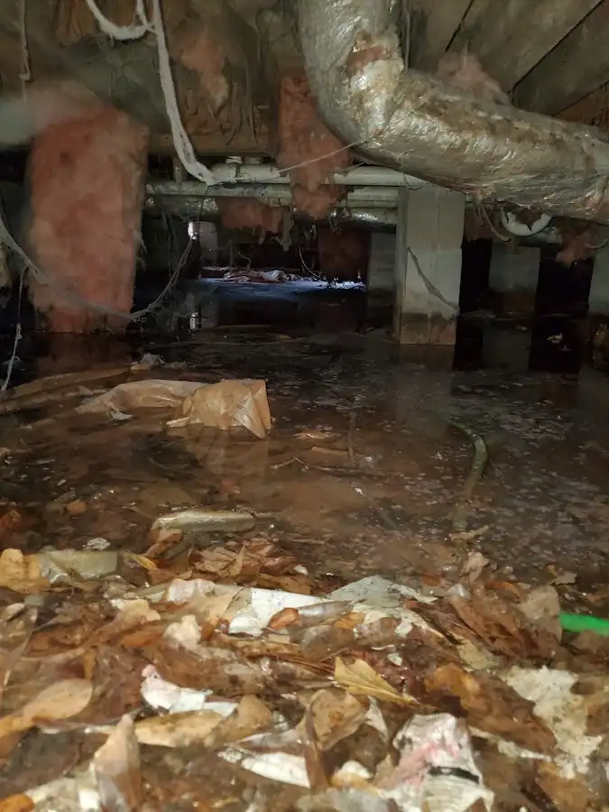 Crawl space flood assessment for Commercial Water Damage Restoration in Lake Norman of Catawba