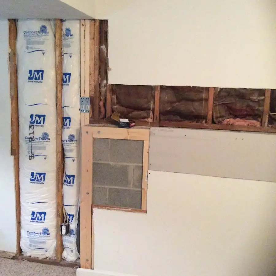 Wall insulation replacement during Basement Flood Cleanup in Lake Norman of Catawba